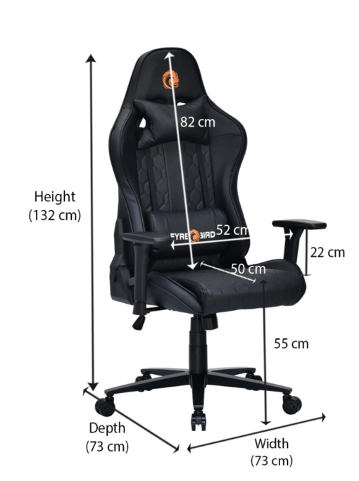 Nilkamal Fyrebird Canophy Ergonomic Gaming Chair with Adjustable Neck, Lumbar Pillow, 3D Adjustable Armrest, Gas Lift Mechanism, & 100mm Tilt (Finish: Black) - Image 2